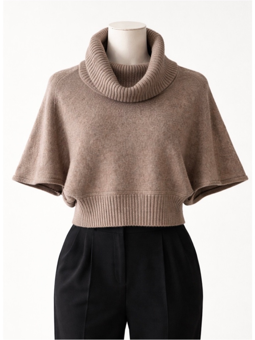 Anthropologie Moth Shortsleeve Sweater Cowlneck Sweater in Taupe